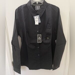 RARE! Express Black Button Down Shirt The Essential Shirt! PLEATED! Stretch NEW
